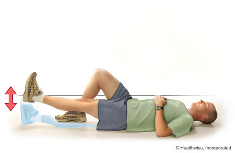Straight-leg raise exercise for quadriceps (lying on the back)