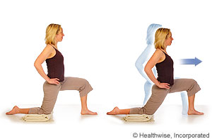 Picture of how to do hip flexor stretch, kneeling