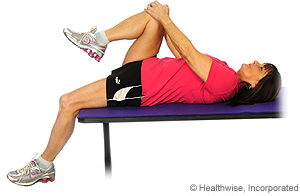 Picture of how to do hip flexor stretch on edge of table