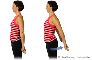Picture of how to do shoulder extension exercise while standing