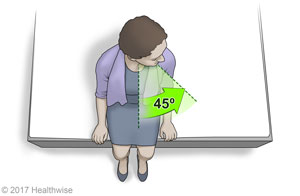 Woman turning head 45 degrees to the side