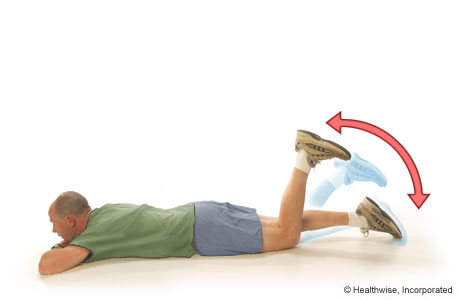 A person doing the active-knee-flexion exercise.