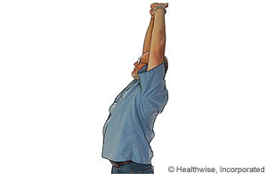 Picture of overhead reach to ease shoulder fatigue
