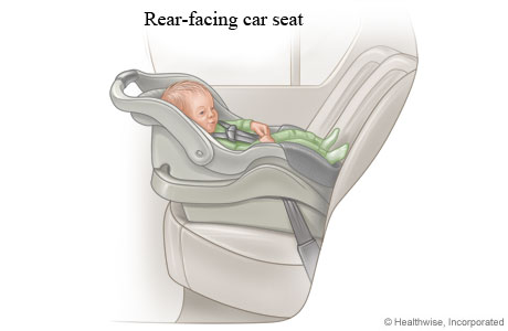 Baby in a rear-facing infant-only car seat