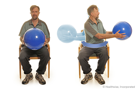 Body twists with a ball.