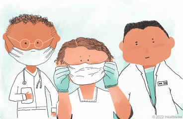 Médicos y personal de enfermería, algunos con mascarilla.