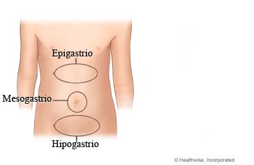 Imagen de las regiones abdominales en un niño