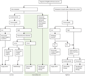 Diagrama en el que se muestra el grupo de riesgo y la asignación al tratamiento para el ensayo ARST0332 del Children's Oncology Group.