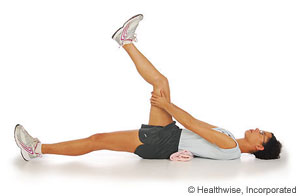 Picture of how to do hamstring stretch (lying down) Picture of how to do hamstring stretch (lying down)