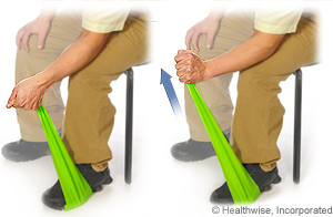 Resisted radial deviation exercise with band Resisted radial deviation exercise with band