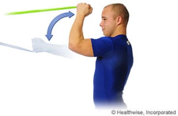 Picture of how to do resisted elbow flexion at shoulder level Picture of how to do resisted elbow flexion at shoulder level