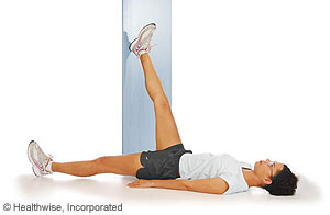 Picture of hamstring wall stretch Picture of hamstring wall stretch