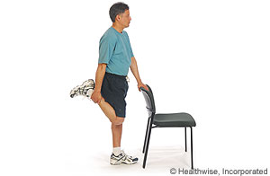 Picture of quadriceps stretch while standing Picture of quadriceps stretch while standing