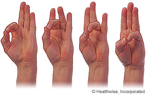 Picture of the thumb opposition exercise Picture of the thumb opposition exercise