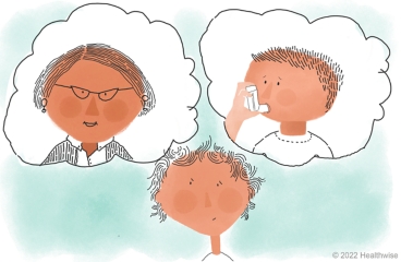 Georgie thinks about his grandma and Arthur who is using an inhaler. Georgie thinks about his grandma and Arthur who is using an inhaler.