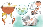 Arthur thinks about pollen on flowers, dust from a dog digging, and smoke from a grill