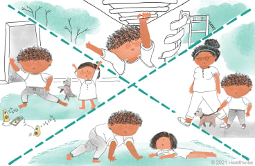 Hamid plays on the playground, walks the dog, bear crawls, and dances with his sister. Hamid plays on the playground, walks the dog, bear crawls, and dances with his sister.