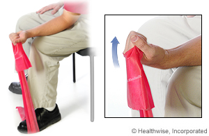 Resisted wrist flexion exercise with band Resisted wrist flexion exercise with band