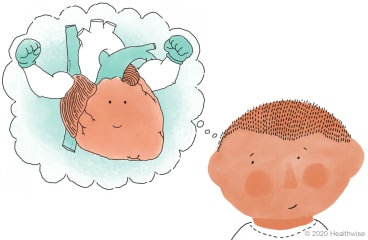 Eduardo imagines his heart with strong muscles