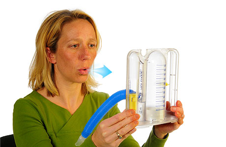 Person breathing out normally