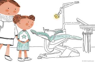 Darby mira el sillón grande y los instrumentos dentales.