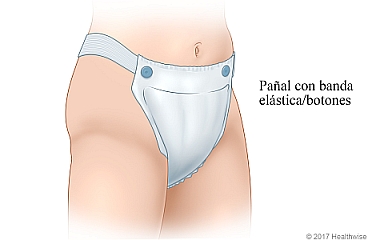 Pañal para adultos con bandas elásticas que se ajustan al frente