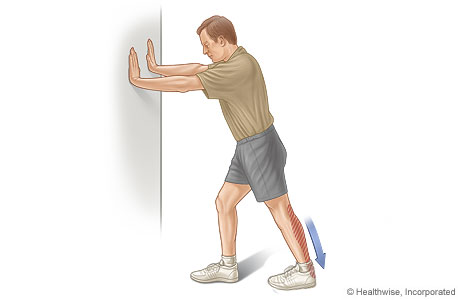 Calf stretch (standing with hands on wall)
