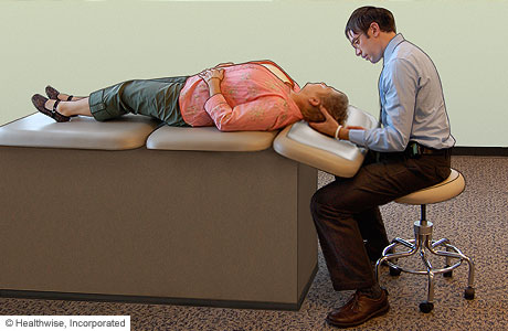 Epley maneuver: Step 2 Epley maneuver: Step 2