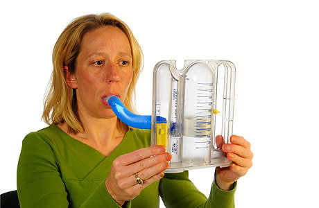 Person taking a slow, deep breath.