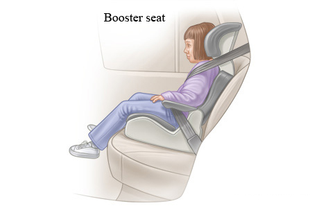 Young child in a booster seat