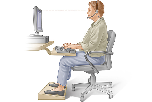 Proper sitting posture for typing